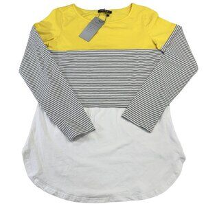 Thanth Colorblock Long Sleeve Tunic Top Size Small – Yellow Gray White – NWT